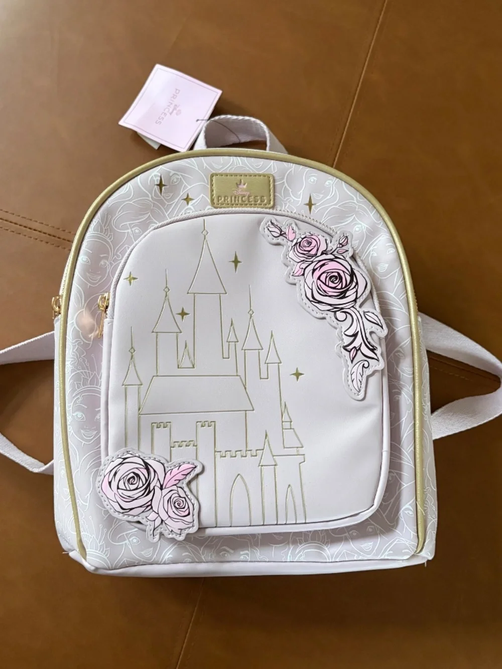 NWT Loungefly Disney Princess Castle & Roses Sketch Mini Backpack Pink appliqué
